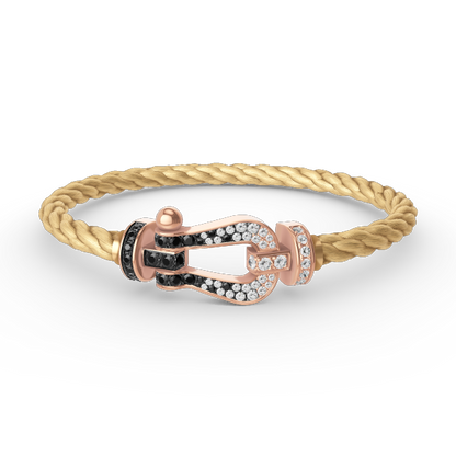 [Marin-Jewelry]FORCE LARGE HORSESHOE BLACK WHITE DIAMOND BRACELET Marin-Jewelry GOLD