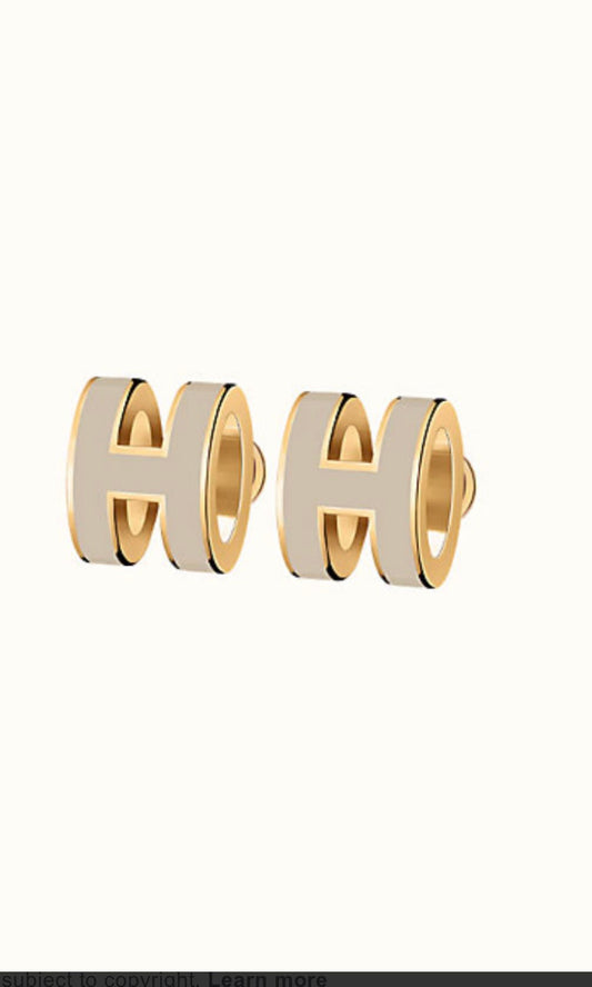 [Marin-Jewelry]MINI POP H GOLD EARRINGS GREY