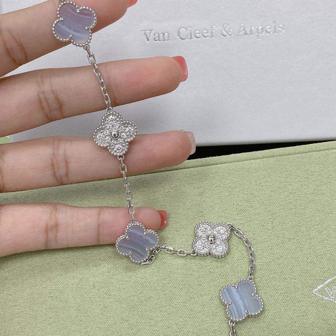 [Marin-Jewelry] CLOVER 5 MOTIF PURPLE CHALCEDONY BRACELET COLLECTION