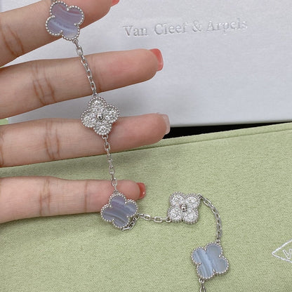 [Marin-Jewelry] CLOVER 5 MOTIF PURPLE CHALCEDONY BRACELET COLLECTION