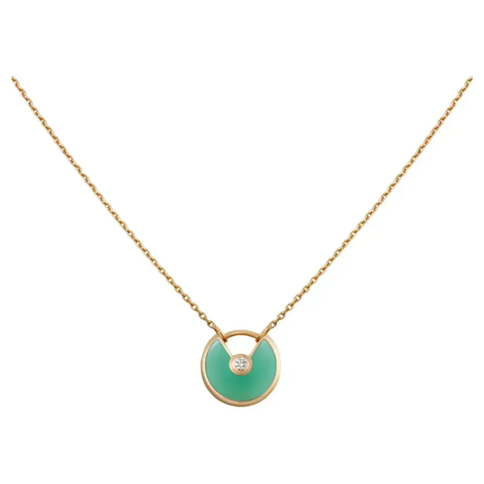 [Marin-Jewelry]AMULETTE GOLD MALACHITE NECKLACE