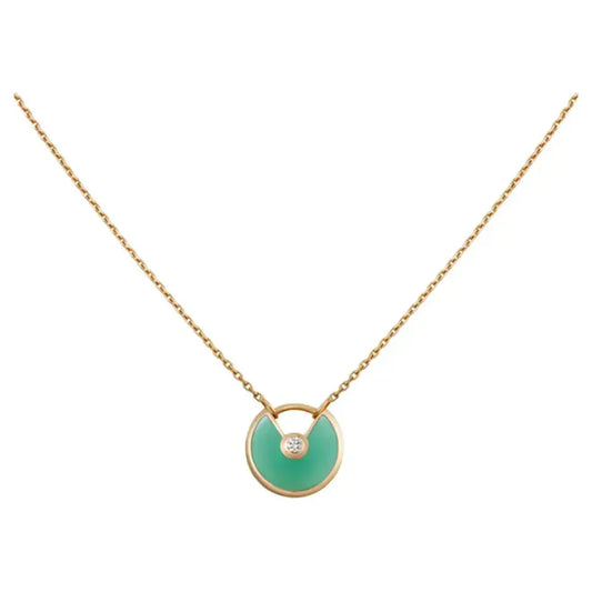 [Marin-Jewelry]AMULETTE GOLD MALACHITE NECKLACE