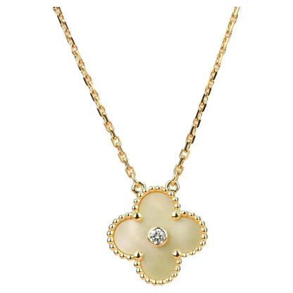 [Marin-Jewelry]CLOVER 15MM DIAMOND GOLD MOTHER OF PEARL NECKLACE