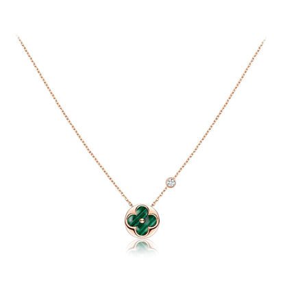 [Marin-Jewelry]SUN PEDANT PINK GOLD 1 DIAMOND NECKLACE