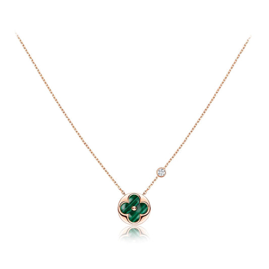 [Marin-Jewelry]SUN PEDANT PINK GOLD 1 DIAMOND NECKLACE