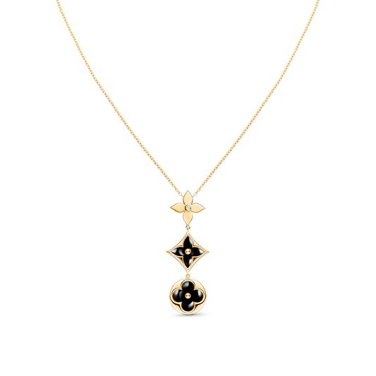 [Marin-Jewelry]STAR AND SUN ONYX PINK GOLD NECKLACE
