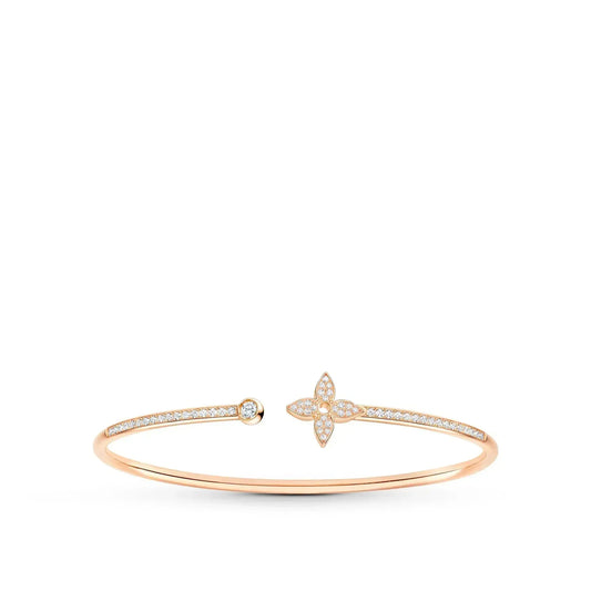 [Marin-Jewelry]IDYLLE PINK GOLD OPEN BRACELET DIAMOND PAVED