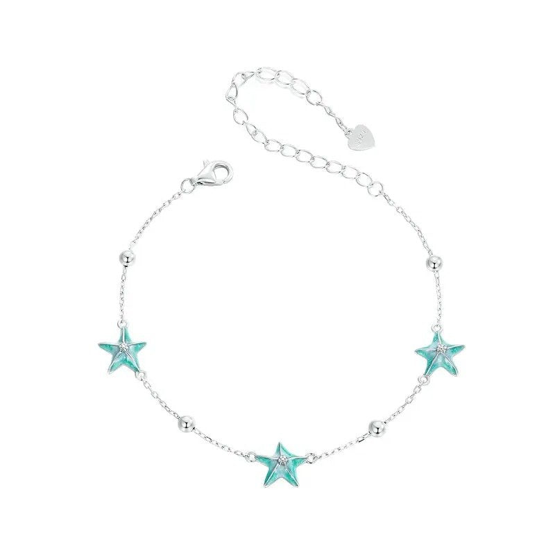 Bracelets à maillons Étoiles de mer dégradés bleu-vert