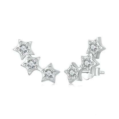 Boucles d'oreilles clous petites étoiles argentées pour femmes et adolescentes