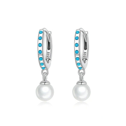 Boucles d'oreilles pendantes en turquoise, boucles d'oreilles pendantes en perles coquillage