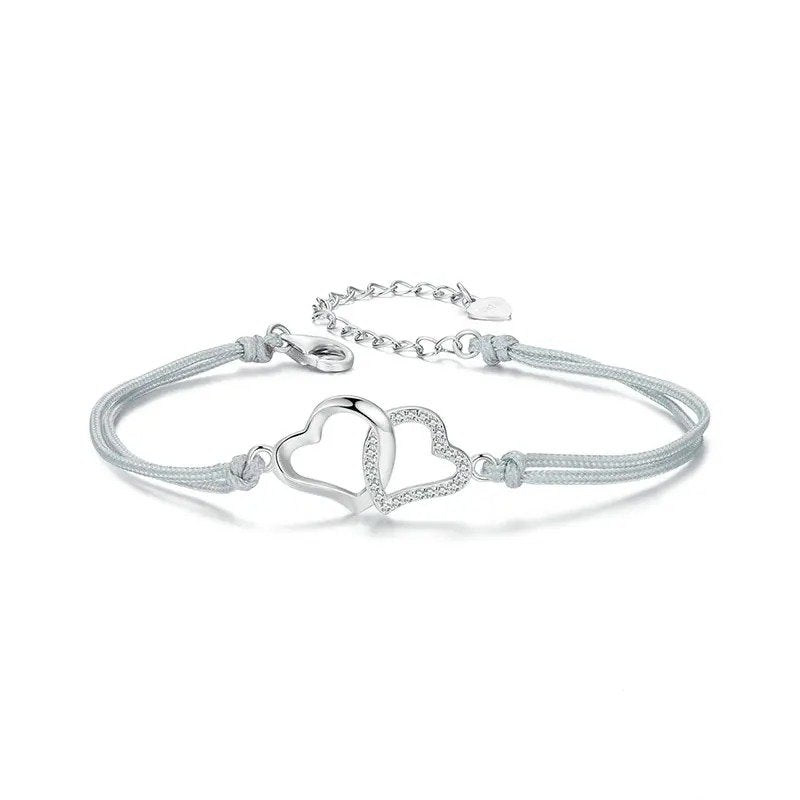 Bracelet Chaîne Fine Maillons Corde Gris pour Femmes Adolescentes
