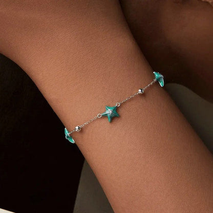 Bracelets à maillons Étoiles de mer dégradés bleu-vert
