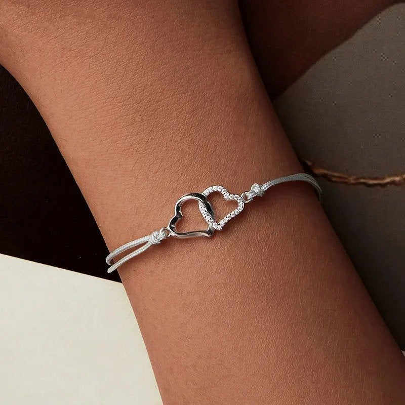 Bracelet Chaîne Fine Maillons Corde Gris pour Femmes Adolescentes