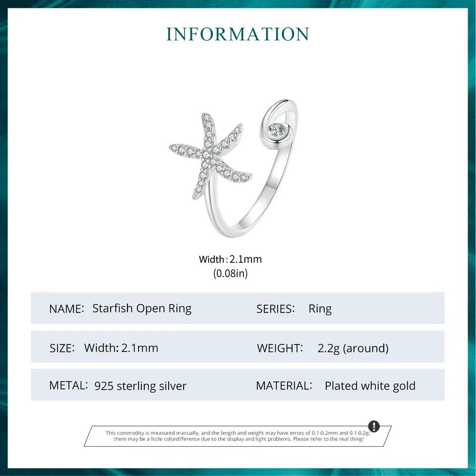 Bague ajustable Étoile de mer simple