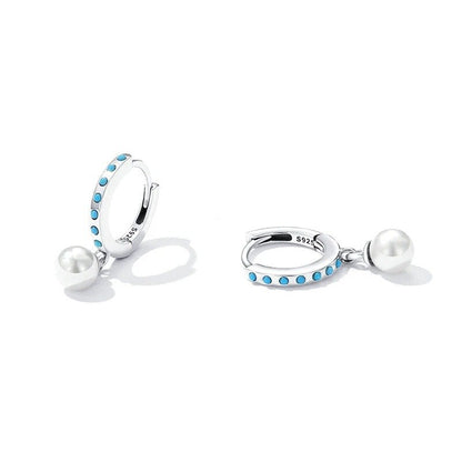 Boucles d'oreilles pendantes en turquoise, boucles d'oreilles pendantes en perles coquillage