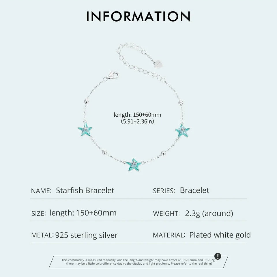 Bracelets à maillons Étoiles de mer dégradés bleu-vert