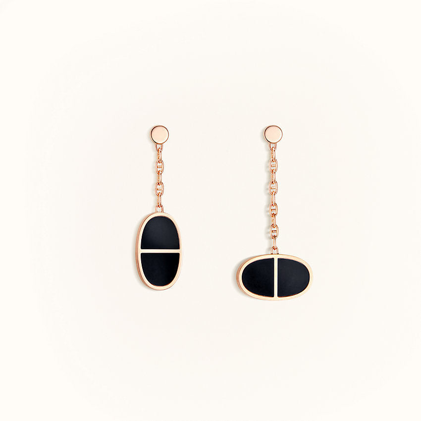[Marin-Jewelry]CHAINE VERSO BLACK CERAMIC EARRINGS