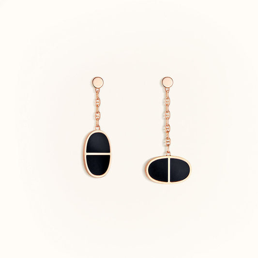 [Marin-Jewelry]CHAINE VERSO BLACK CERAMIC EARRINGS