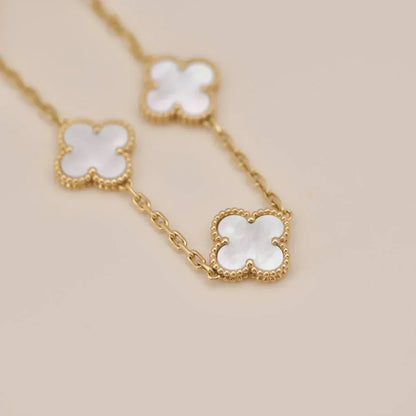 [Marin-Jewelry]CLOVER WHITE PEARL MOP 5 MOTIF BRACELET COLLECTION