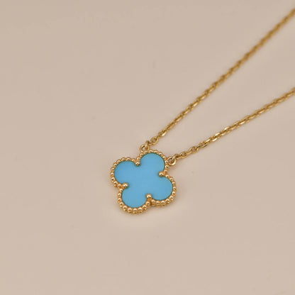 [Marin-Jewelry]CLOVER 15MM VINTAGE TURQUOISE NECKLACE