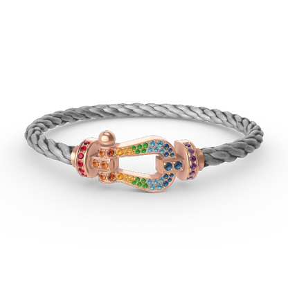 [Marin-Jewelry]FORCE LARGE HORSESHOE  COLORED DIAMOND BRACELET Marin-Jewelry GOLD