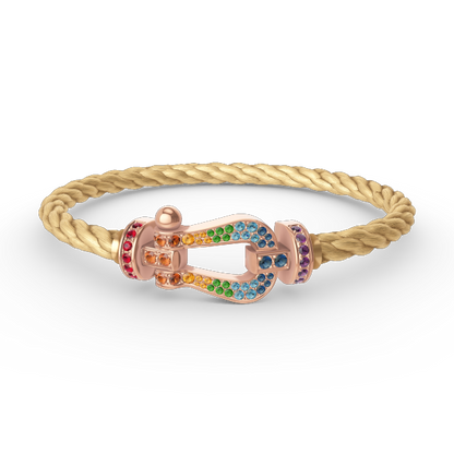 [Marin-Jewelry]FORCE LARGE HORSESHOE  COLORED DIAMOND BRACELET Marin-Jewelry GOLD