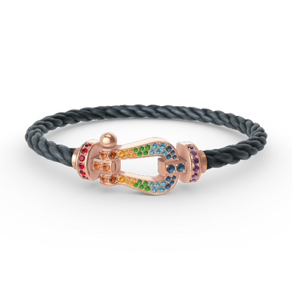 [Marin-Jewelry]FORCE LARGE HORSESHOE  COLORED DIAMOND BRACELET Marin-Jewelry GOLD