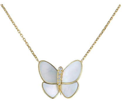 [Marin-Jewelry]BUTTERFLY GOLD MOP DIAMOND NECKLACE