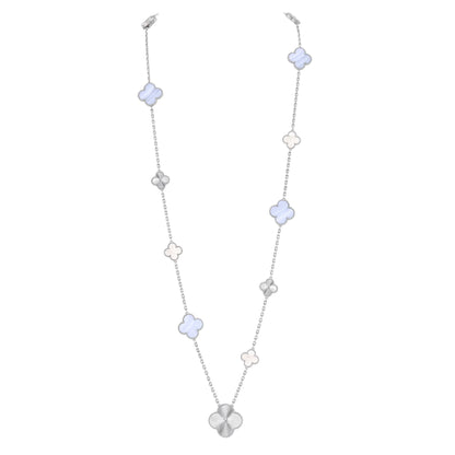 [Marin-Jewelry]DETACHABLE CLOVER 15(11+4) FLOWER SILVER NECKLACE SET
