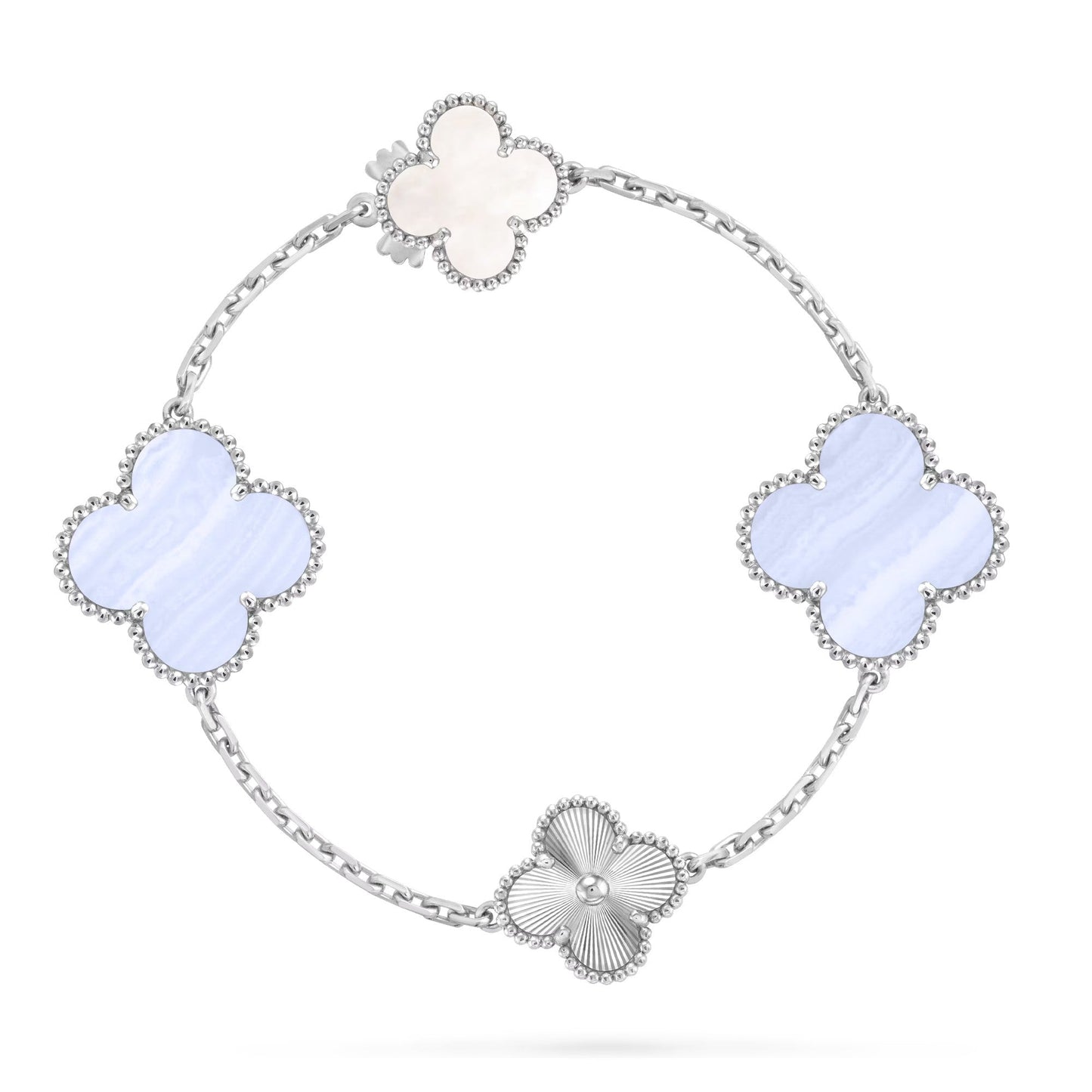 [Marin-Jewelry]DETACHABLE CLOVER 15(11+4) FLOWER SILVER NECKLACE SET