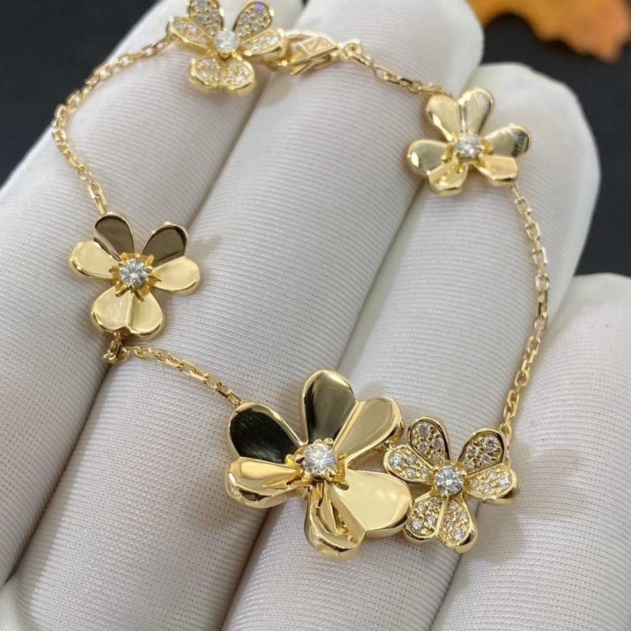[Marin-Jewelry]FRIVOLE GOLD 5 FLOWERS BRACELET