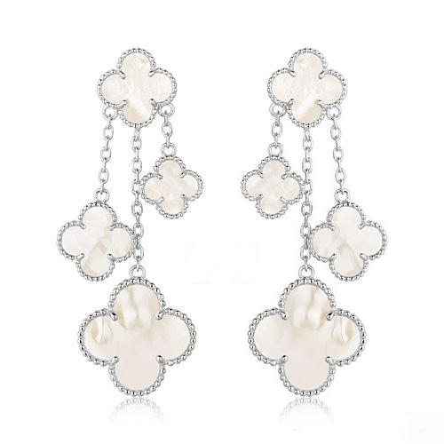 [Marin-Jewelry]CLOVER EARRINGS WHITE MOP 4 MOTIFS SILVER