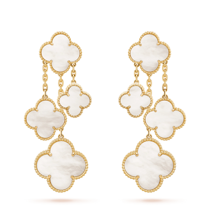 [Marin-Jewelry]CLOVER EARRINGS WHITE MOP 4 MOTIFS GOLD