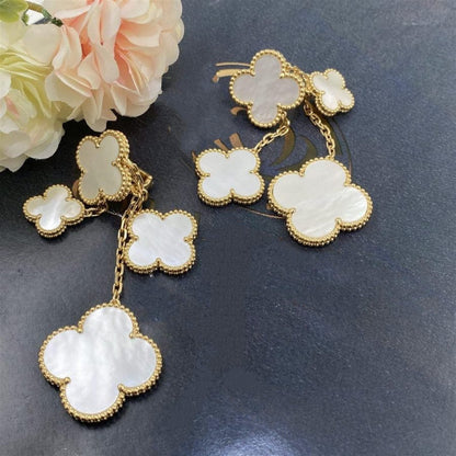 [Marin-Jewelry]CLOVER EARRINGS WHITE MOP 4 MOTIFS GOLD