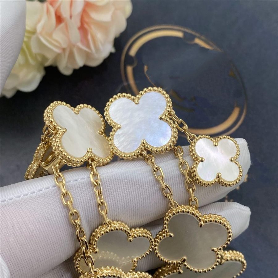 [Marin-Jewelry]CLOVER EARRINGS WHITE MOP 4 MOTIFS GOLD