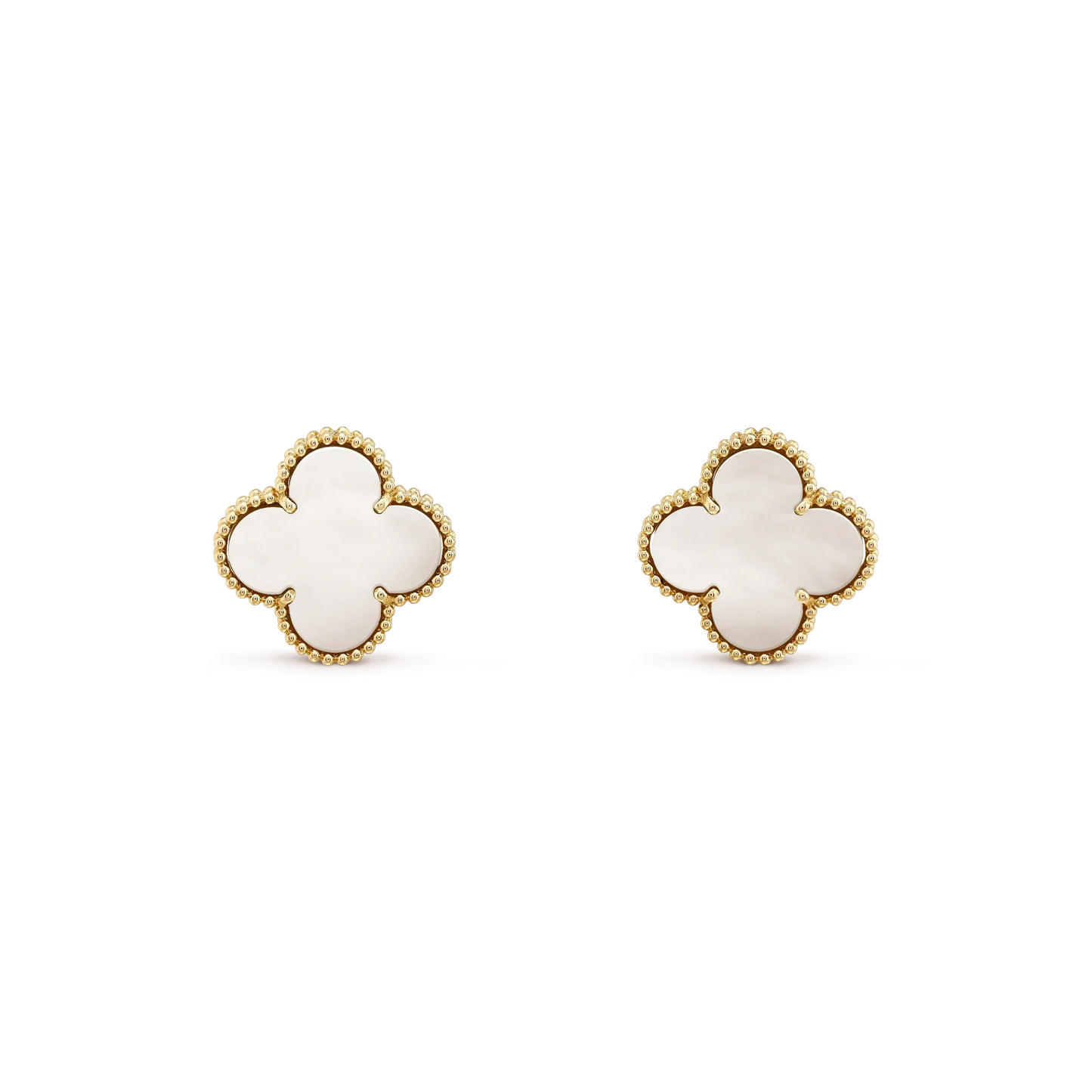 [Marin-Jewelry]CLOVER MEDIUM 1 MOTIFS  WHITE MOP STUD EARRINGS