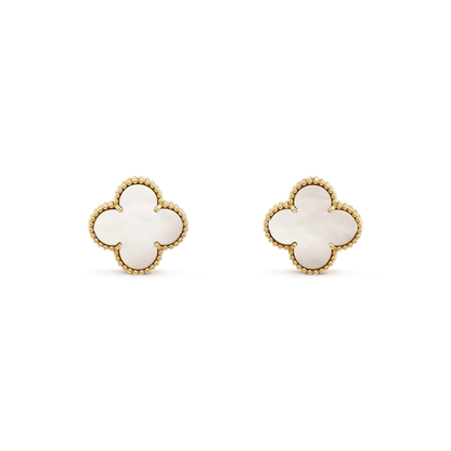 [Marin-Jewelry]CLOVER MEDIUM 1 MOTIFS  WHITE MOP STUD EARRINGS