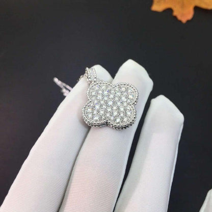 [Marin-Jewelry]CLOVER 25MM SILVER FULL DIAMOND BIG CLOVER NECKLACE