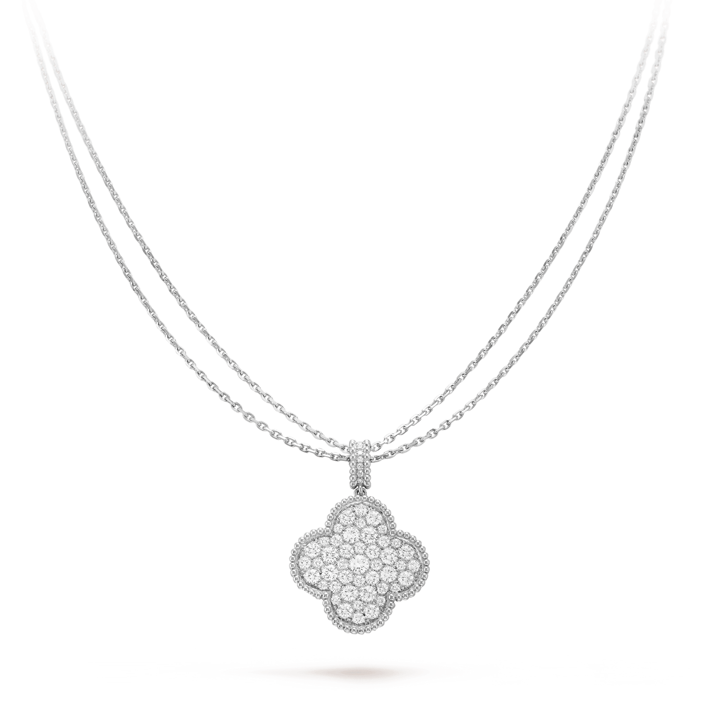 [Marin-Jewelry]CLOVER 25MM SILVER FULL DIAMOND BIG CLOVER NECKLACE