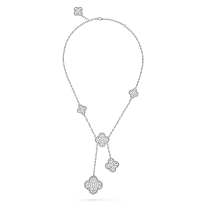 [Marin-Jewelry]CLOVER 5 MOTIFS SILVER DIAMONDS NECKLACE