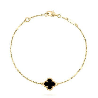 [Marin-Jewelry]CLOVER ONYX SINGLE FLOWER BRACELET