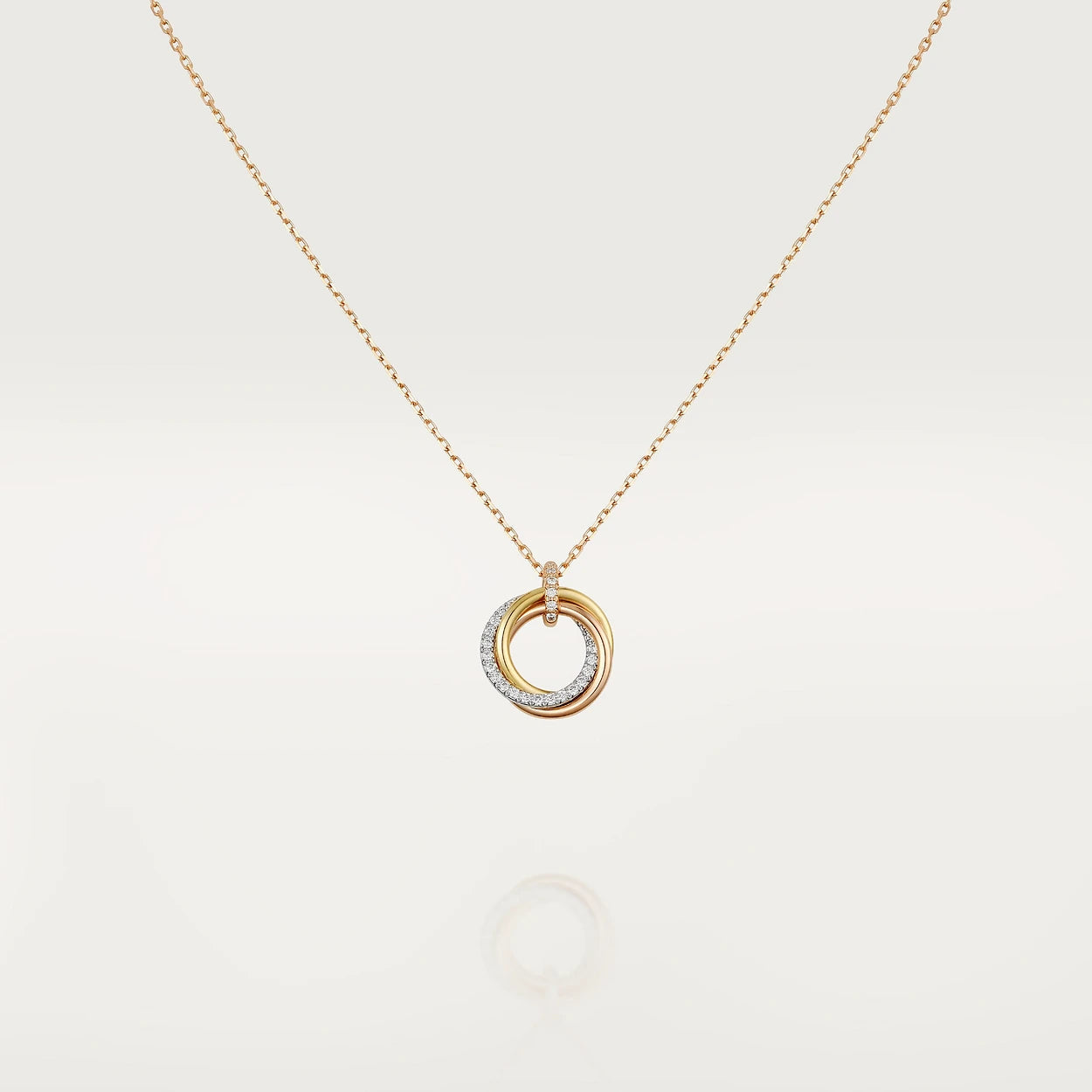 [Marin-Jewelry]TRINITY NECKLACE SILVER GOLD PINK GOLD DIAMONDS