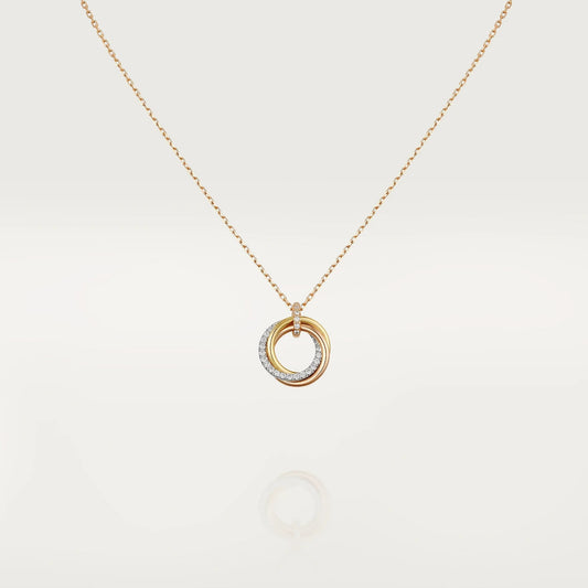 [Marin-Jewelry]TRINITY NECKLACE SILVER GOLD PINK GOLD DIAMONDS