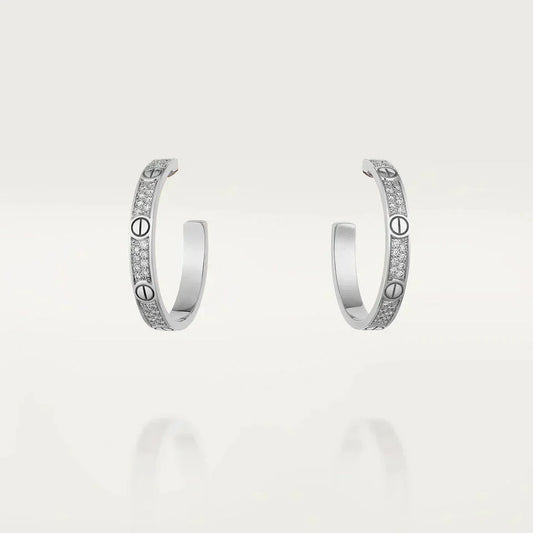 [Marin-Jewelry]LOVE DIAMOND SILVER HOOP EARRINGS