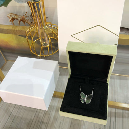 [Marin-Jewelry]LARGE BUTTERFLY SILVER PENDANT DIAMOND NECKLACE