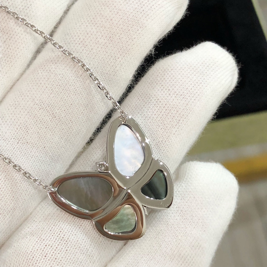 [Marin-Jewelry]LARGE BUTTERFLY SILVER PENDANT DIAMOND NECKLACE