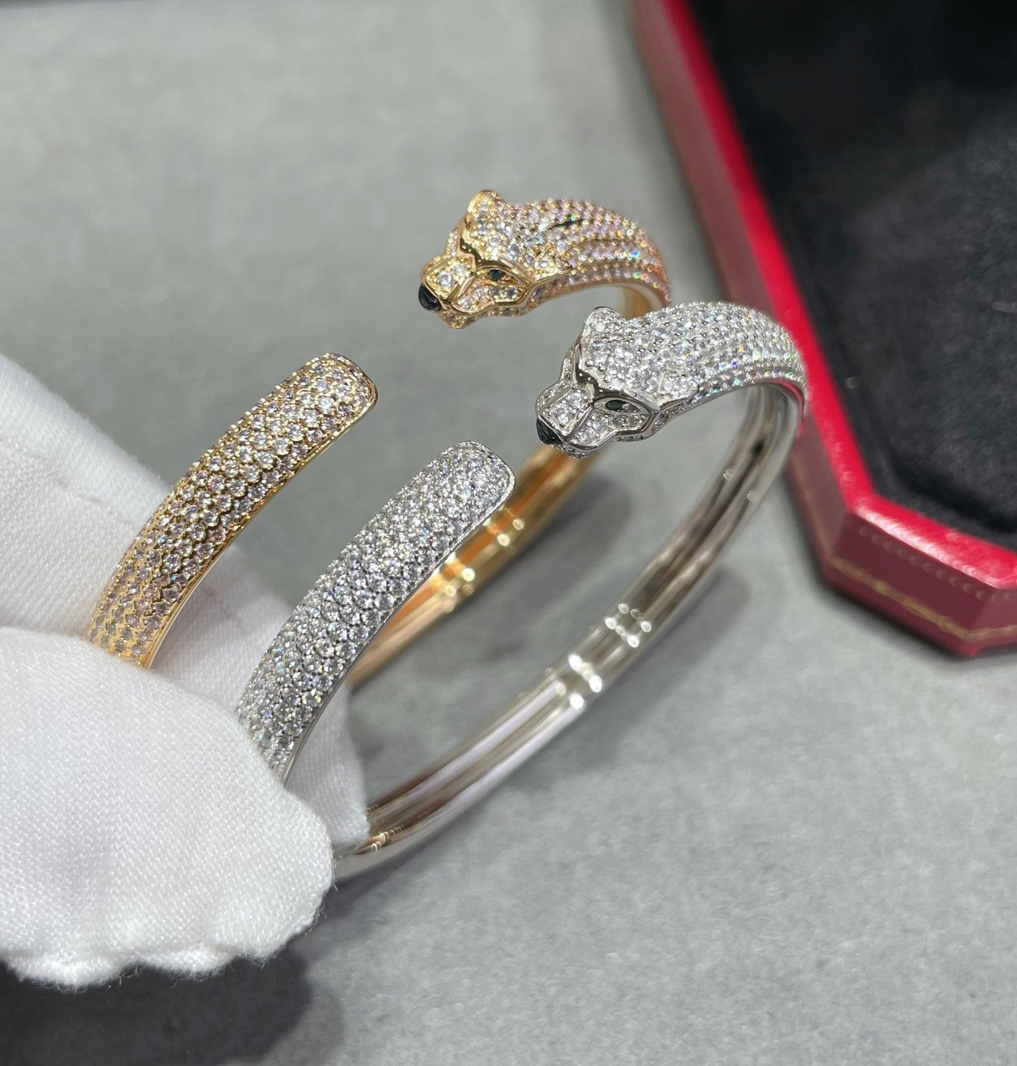 [Marin-Jewelry]PANTHERE FULL DIAMOND OPEN BRACELET