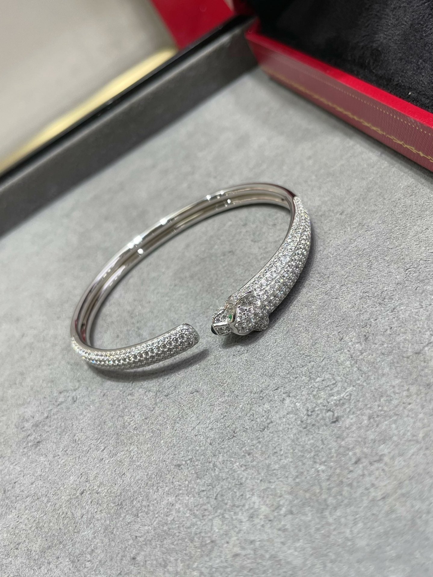 [Marin-Jewelry]PANTHERE FULL DIAMOND OPEN BRACELET