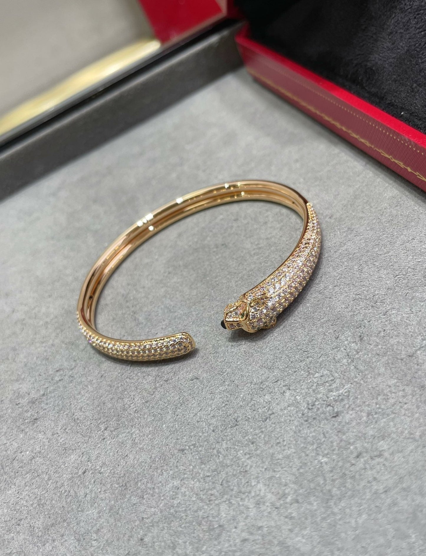 [Marin-Jewelry]PANTHERE FULL DIAMOND OPEN BRACELET