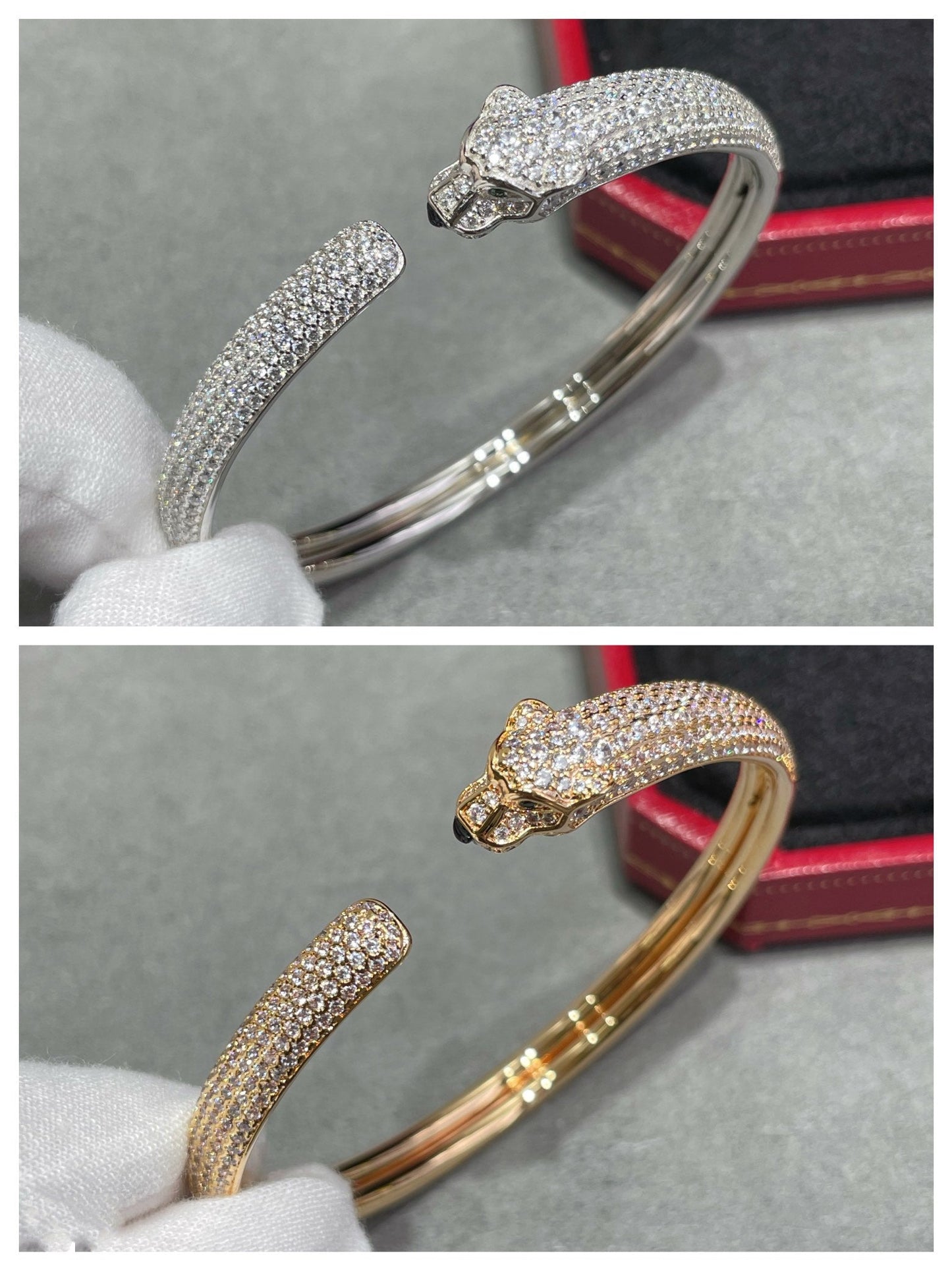 [Marin-Jewelry]PANTHERE FULL DIAMOND OPEN BRACELET